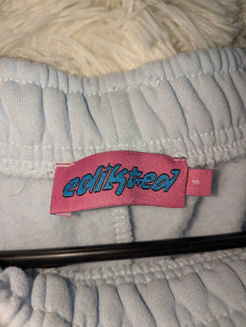 Edickted Light Blue Hooded Sweatshirt with Blue Ribbon Accents, Set Sz S